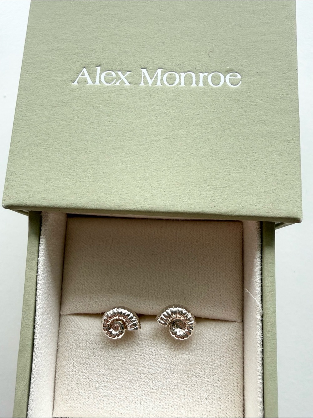 Alex Monroe Sterling Silver Ammonite Stud Earrings